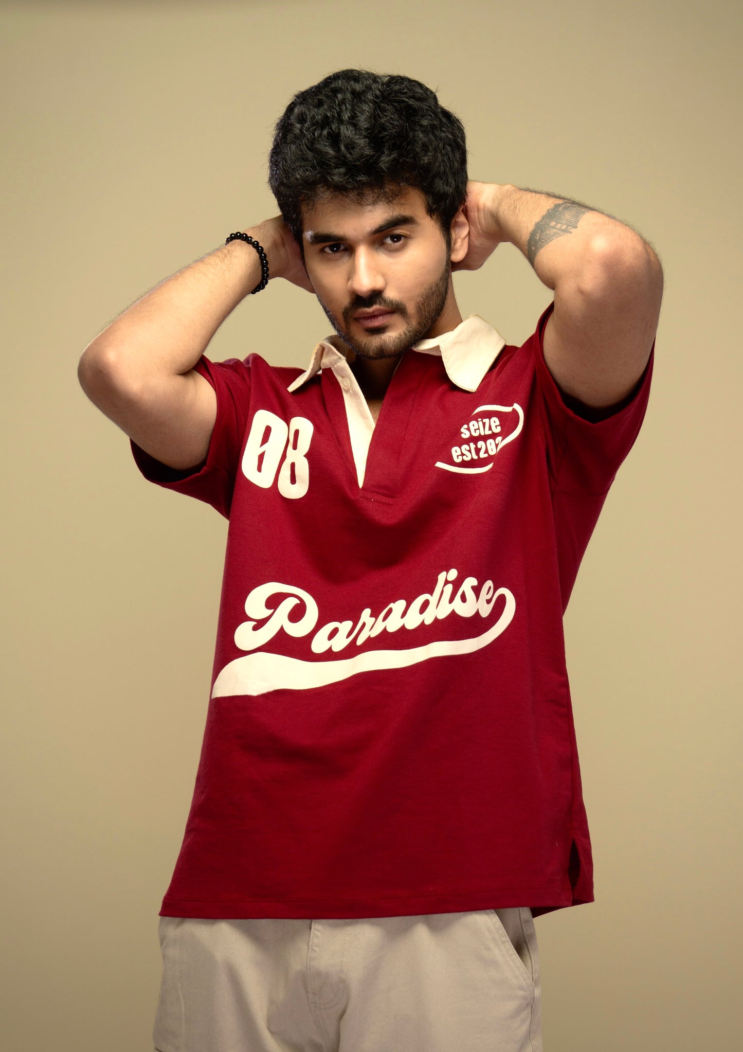 Oversized Maroon Polo T-Shirt