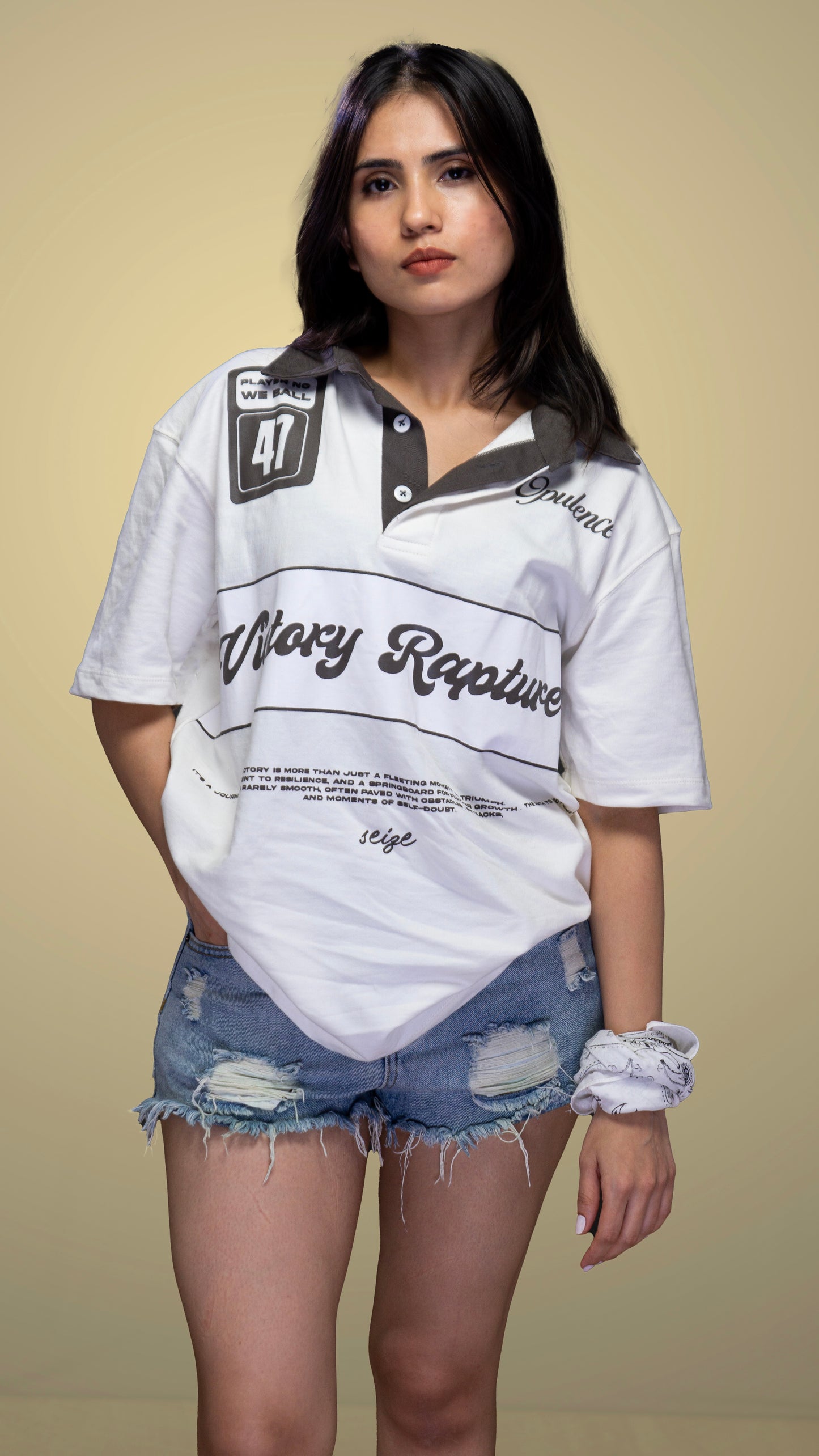 Oversized Off-White Polo T-Shirt